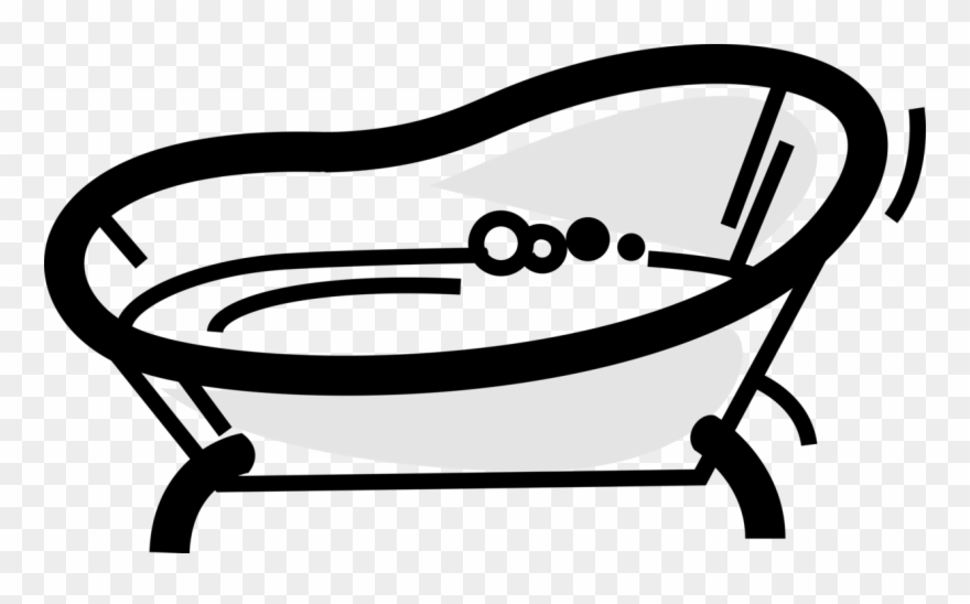 Bathroom Vector Illustration Black And White - Bathtub Clipart