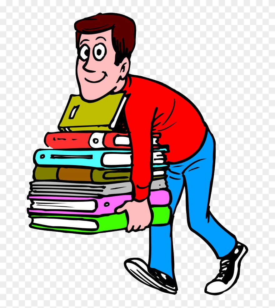 Image Result For Cartoon Of Male Librarian Carrying - Heavy Books Clipart