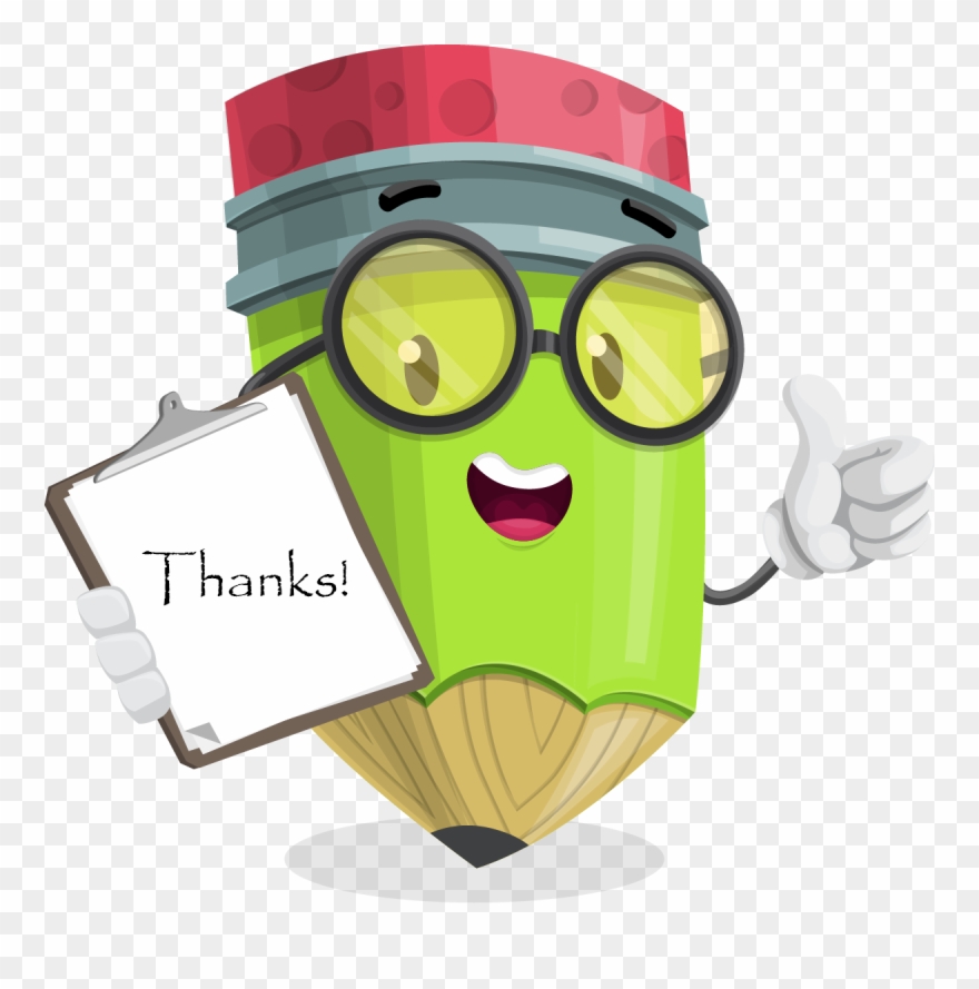 Thank You - Green Pencil Cartoon Clipart