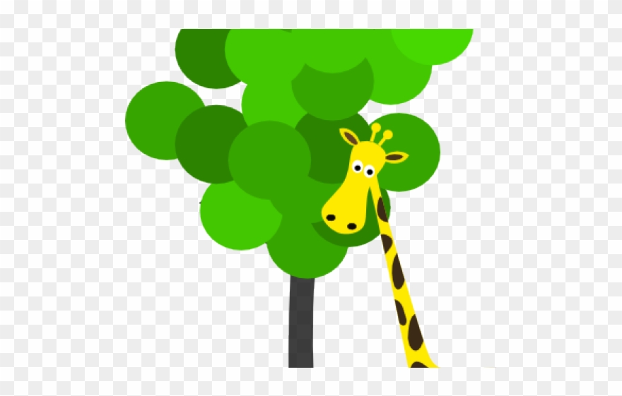 Trees Clipart Giraffe - Transparent Cartoon Tree Png