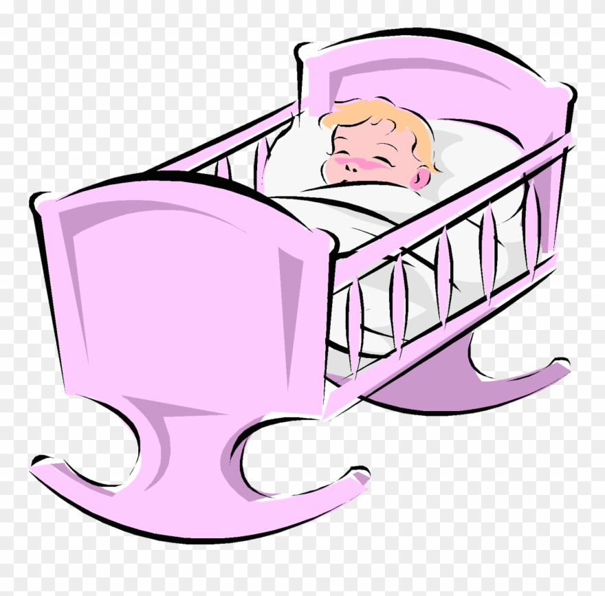 Малыши - Cartoon Baby In A Crib Clipart