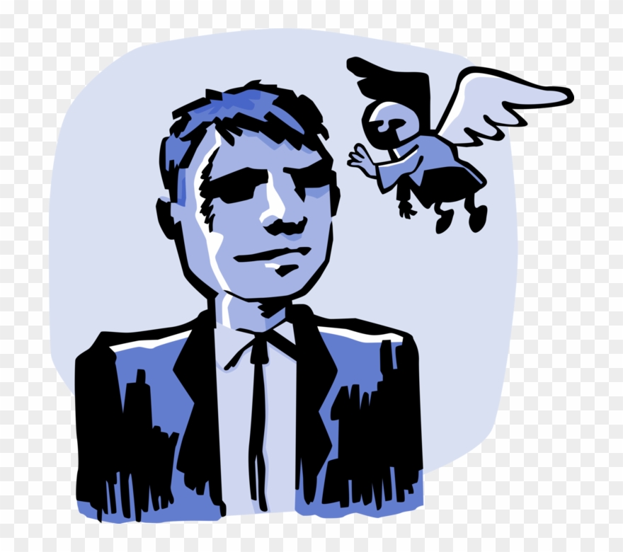 Vector Illustration Of Businessman Listens To Guardian - Businessperson Clipart