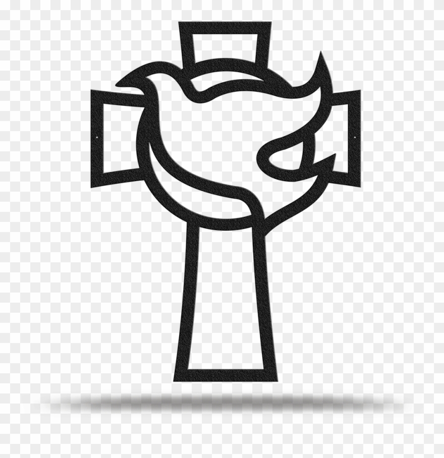 Bluewater Decor Dove Cross Metal Art Sign Black - Art Clipart