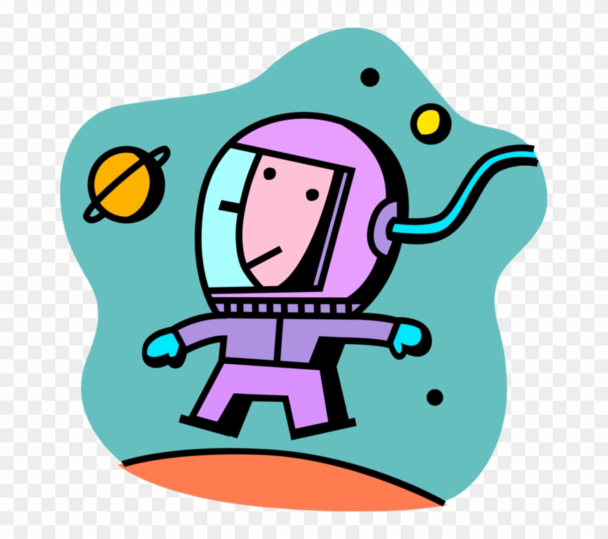 Vector Illustration Of Astronaut In Spacesuit Walks - Illustration Clipart