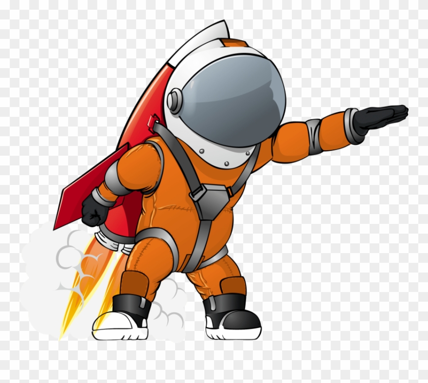 Astronaut - Astronaut And Rocket Cartoon Clipart