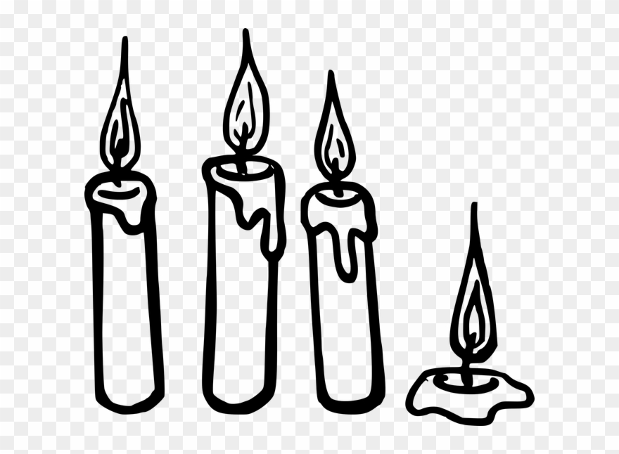 Fire Light Clipart - Candle Clipart Black And White - Png Download