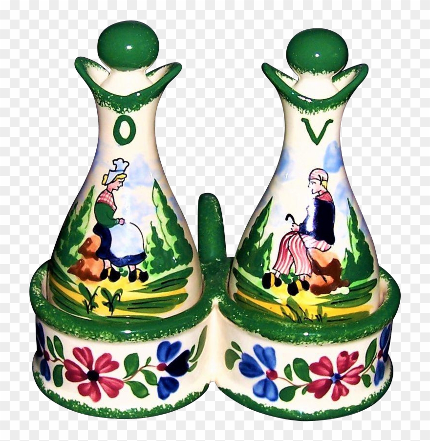 Vintage Faience Pottery Cruet Set Desvres France - France Clipart