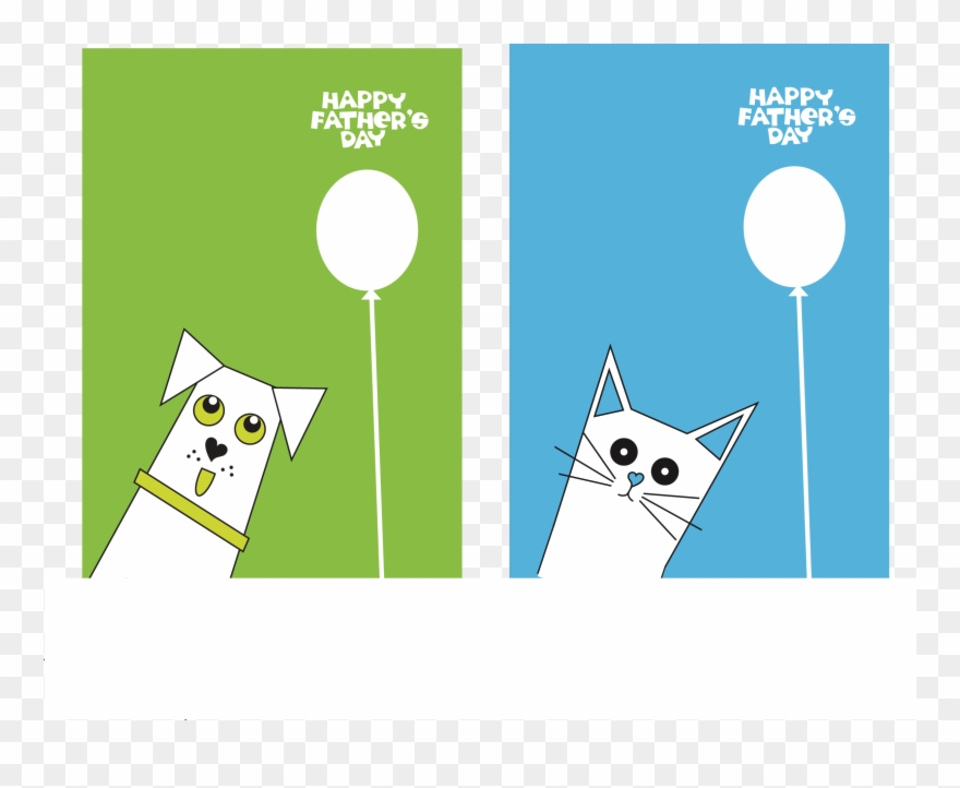 Father's Day Card With Either A White Dog Or A White - Cat Yawns Clipart