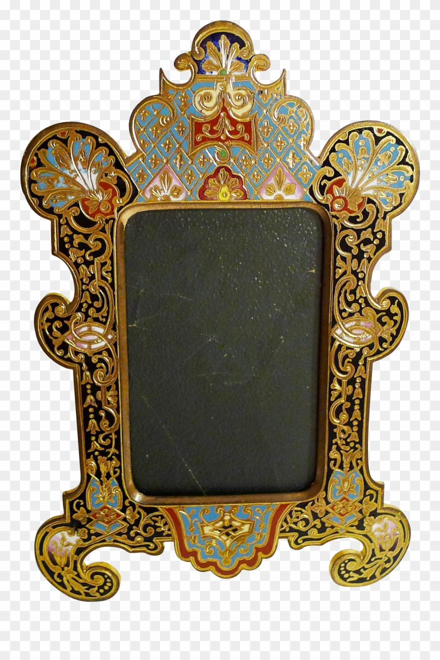 French Champleve Enamel Bronze Picture Frame - Bronze Clipart