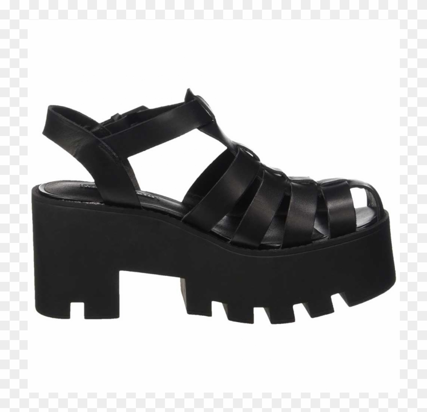 Fluffy Women's Platform Sandals Black - Sandali Con Tacco Platform Clipart