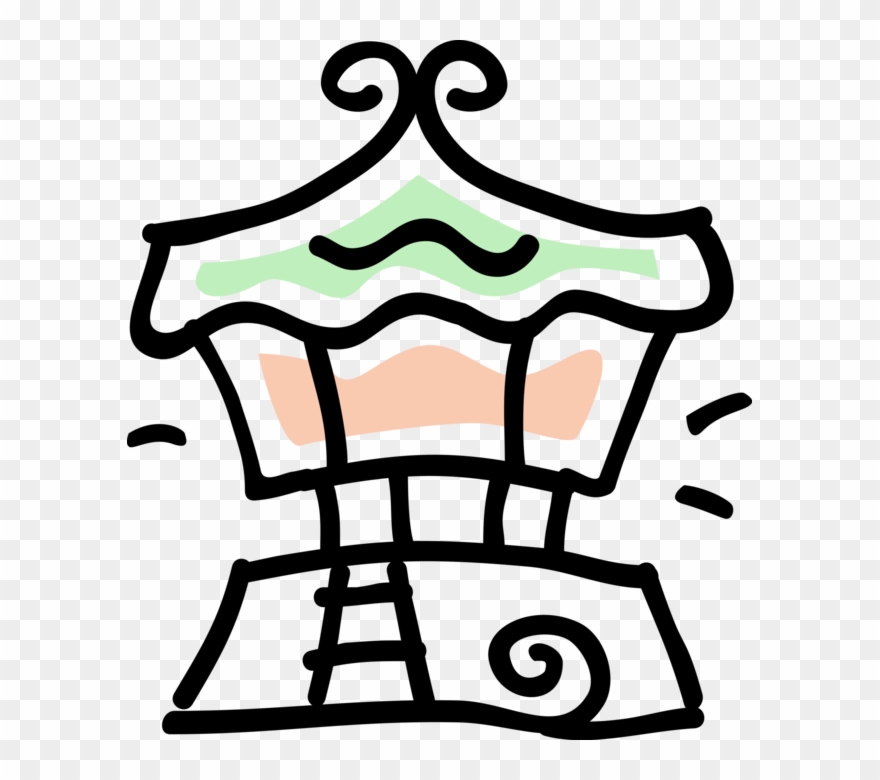 Vector Illustration Of Gazebo Pavilion Structure Provides Clipart