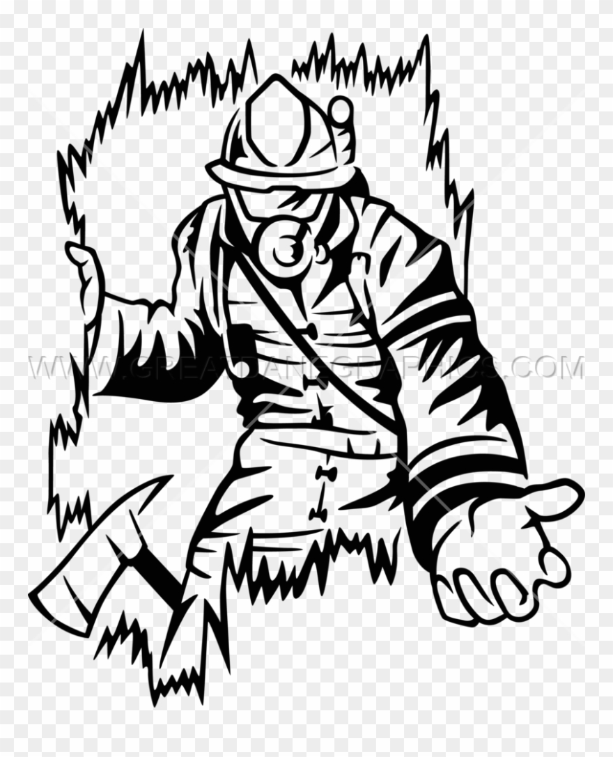 Free Firefighter Clipart Black And White Source - Black And White Firefighter - Png Download