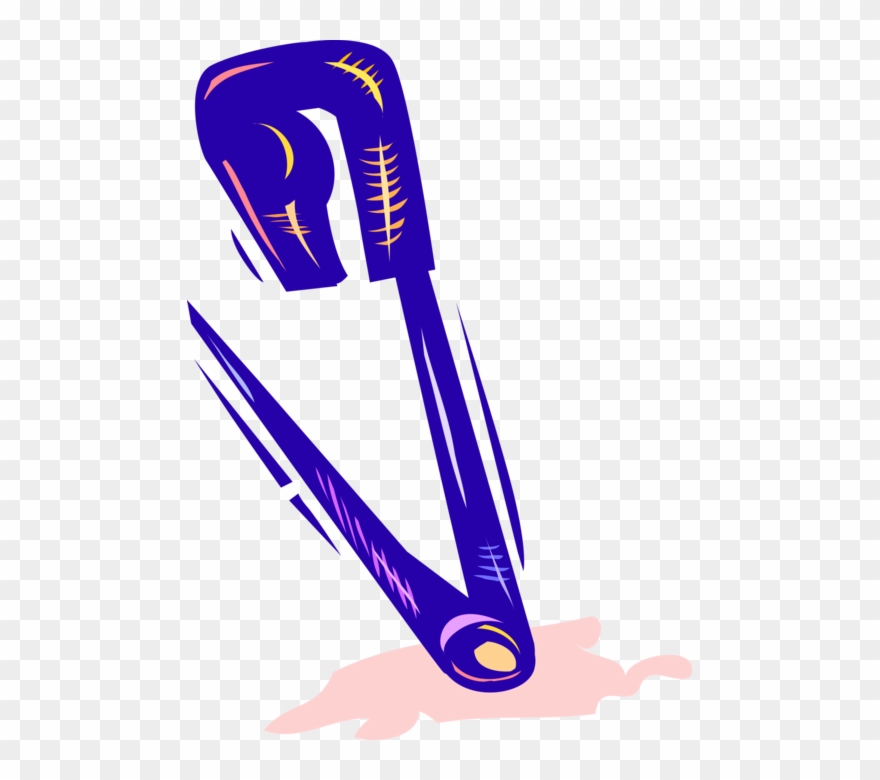 Vector Illustration Of Safety Pin Device Fastens Objects Clipart