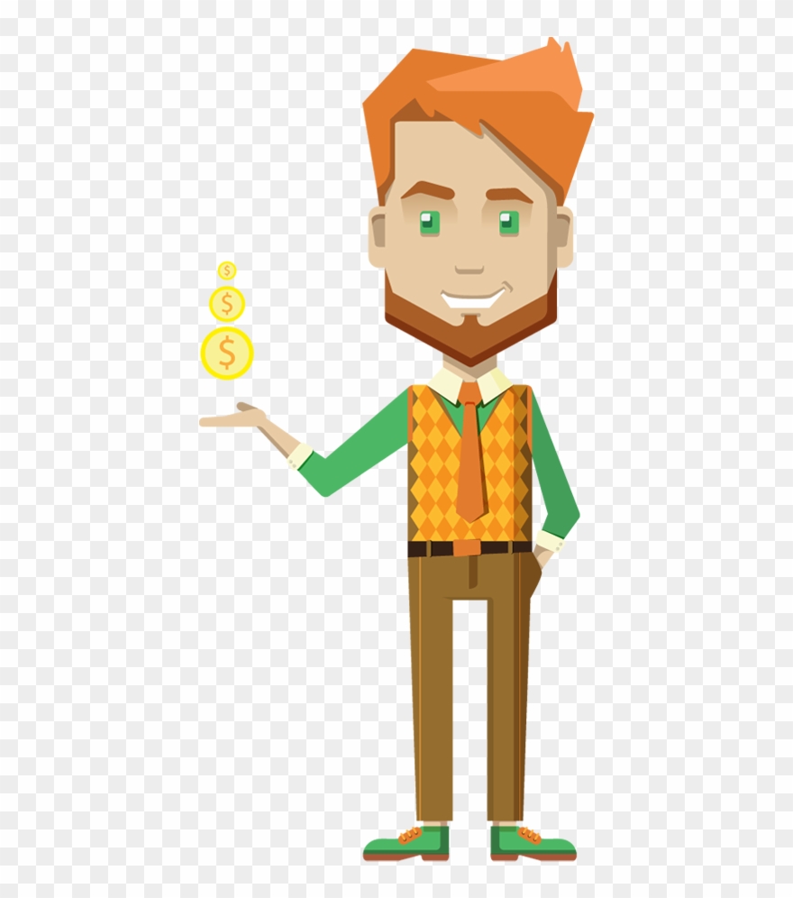 Cartoon Businessman Holding Money - Businessperson Clipart