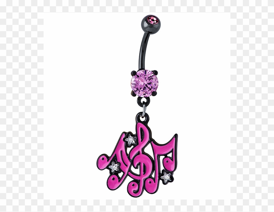 Freshtrends Pink Cz Music Notes Black Plated Dangle - Illustration Clipart