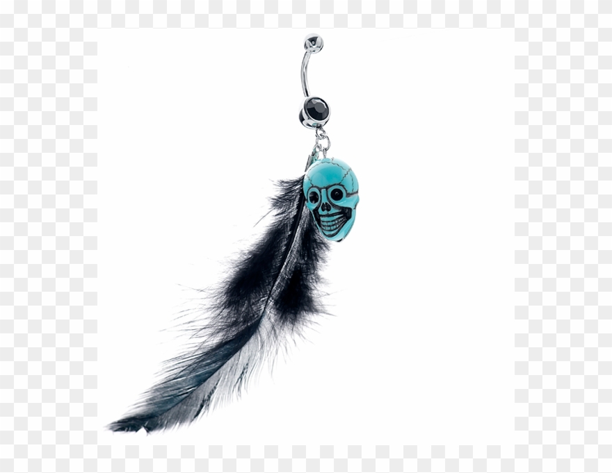 Freshtrends Sugar Skull Feather Dangle Belly Button - Earrings Clipart