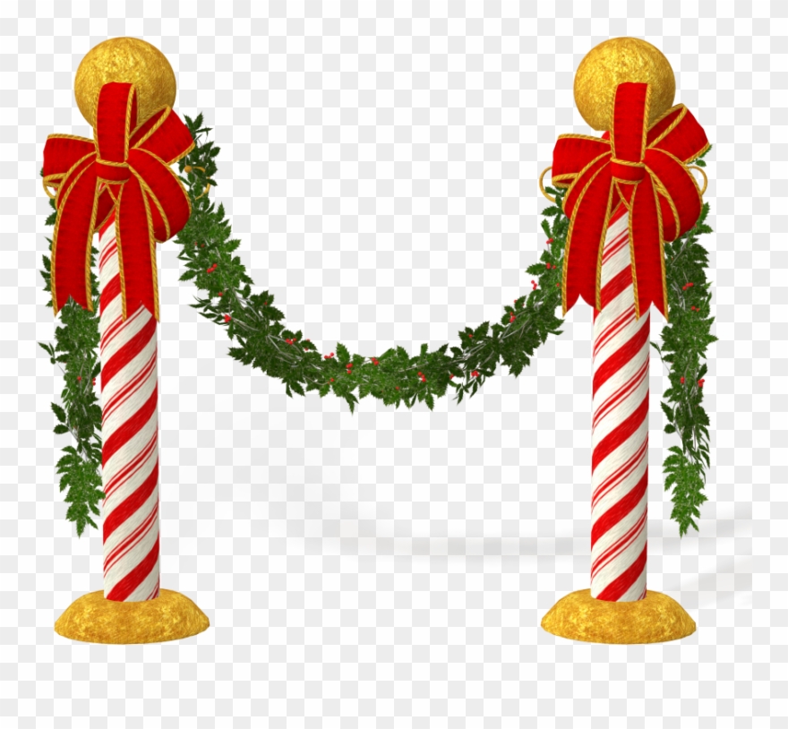 Candycane Poles With Christmas Decorations Pole - Decorate A Pole For Christmas Clipart
