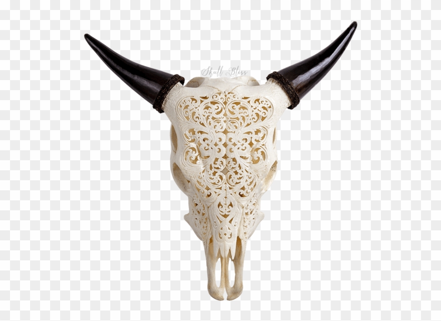 Clip Art Carved Cow Skull - Tribal Animal Skull Engravings - Png Download
