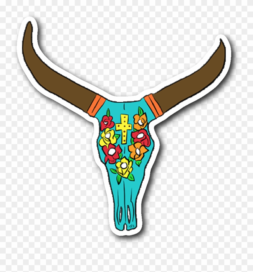 Boho Cow Skull Sticker Clipart