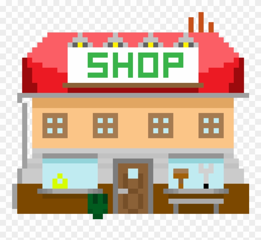 Pixel Art Building - Illustration Clipart