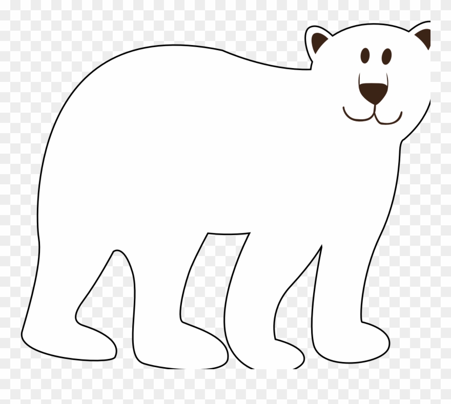 Colorful Animal Polar Bear Black White Line Art Coloring - Cartoon Clipart