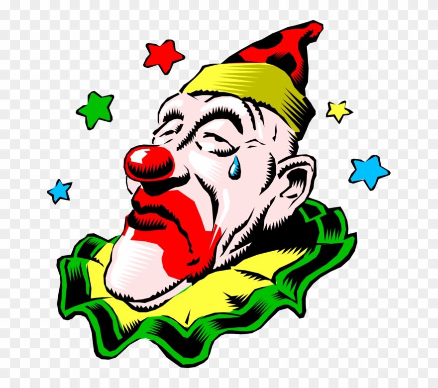 Vector Illustration Of Big Top Circus Clown With Sad - Circus Clowns Clipart