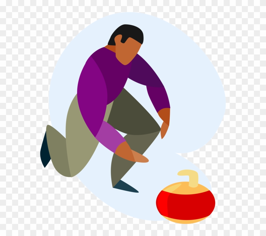 Vector Illustration Of Curler With Curling Rock Or - Illustration Clipart