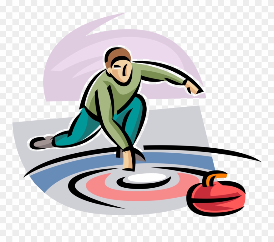 Vector Illustration Of Curler Throws Curling Granite Clipart