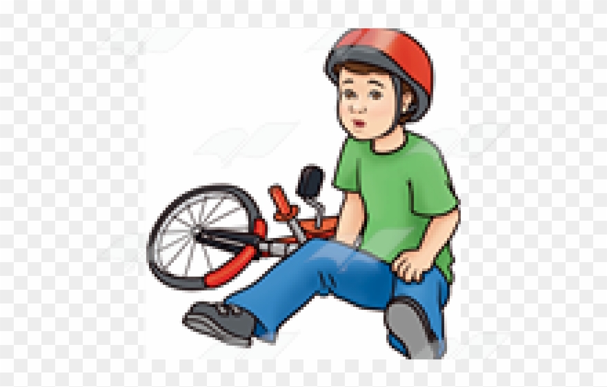 Bike Clipart Fallen Off - Boy Falling Off Bike Clipart - Png Download