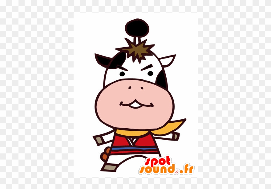 Black And White Cow Mascot With A Bandana - Akkuma New Spotsound Masot Yuru-chara Purple Teddy Clipart