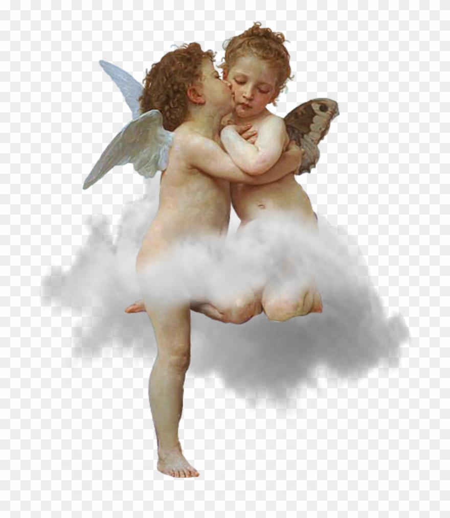 Edits Angels Boy Girl Cherubs Wings Cloud Sky Art Stick - Cupid And Psyche Baby Clipart