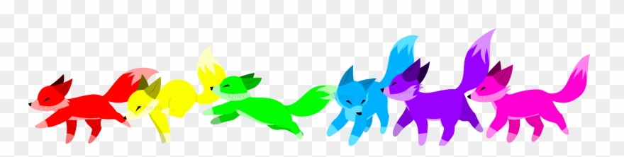 Rainbow Foxes Clipart