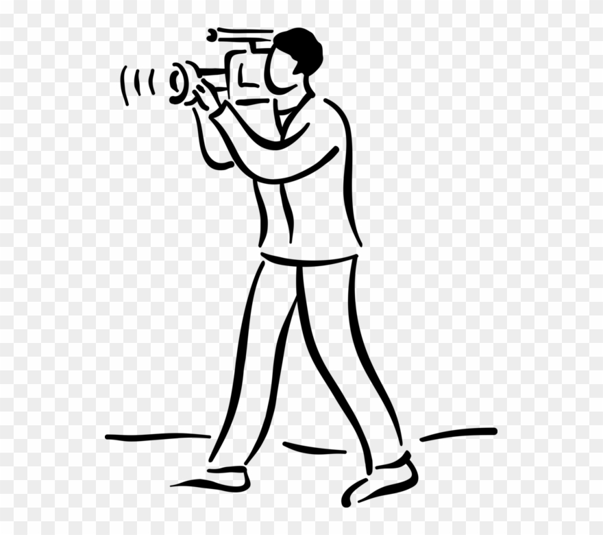 Vector Illustration Of Television Broadcast Tv Cameraman - Man With Camera Vector Png Clipart