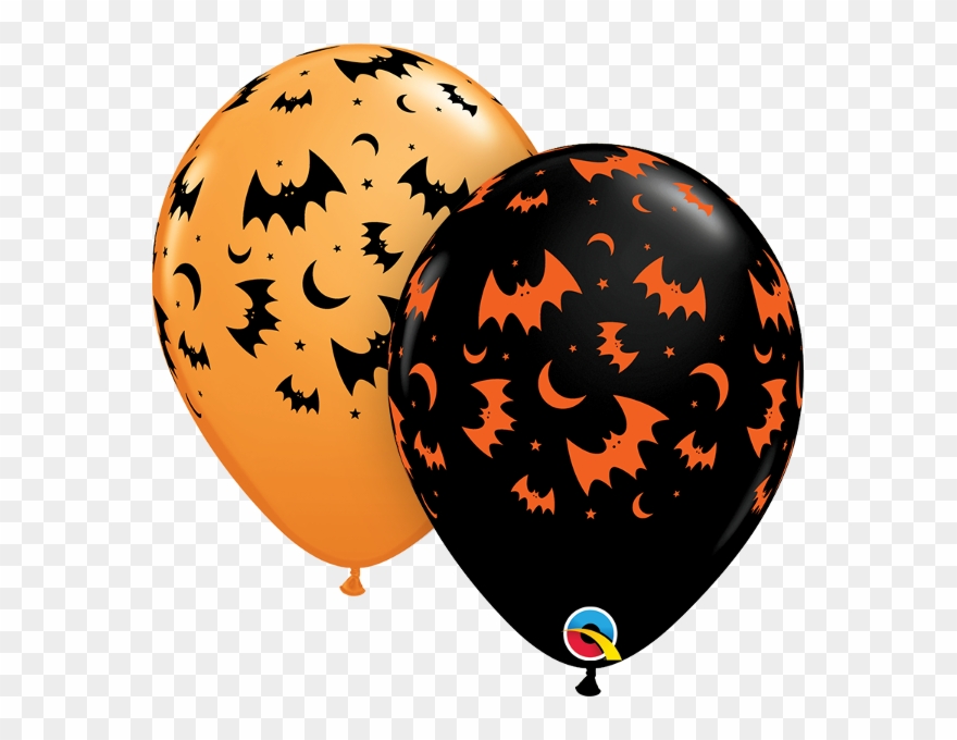 Flying Bats & Moons Balloons - Halloween Latex Balloons Clipart