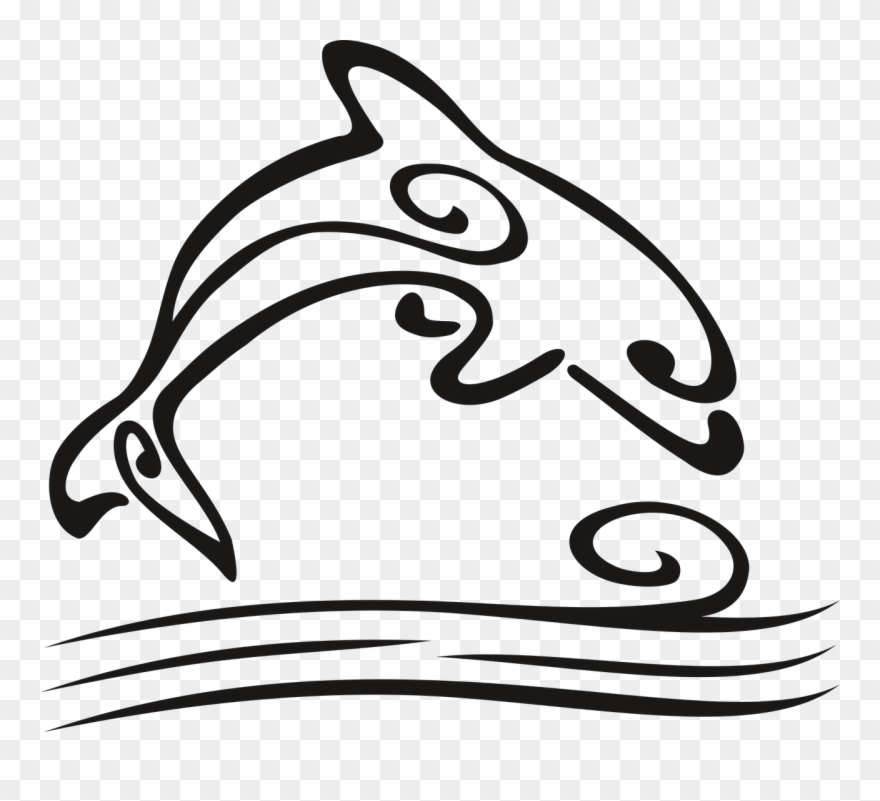 Delfin Jump The Waves - Delfin Tattoo Clipart