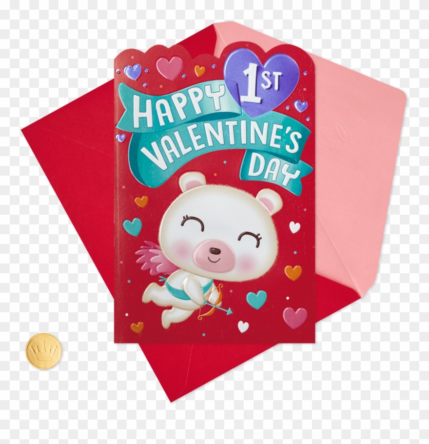 Baby's 1st Valentine's Day Card With Wearable - Cartoon Clipart