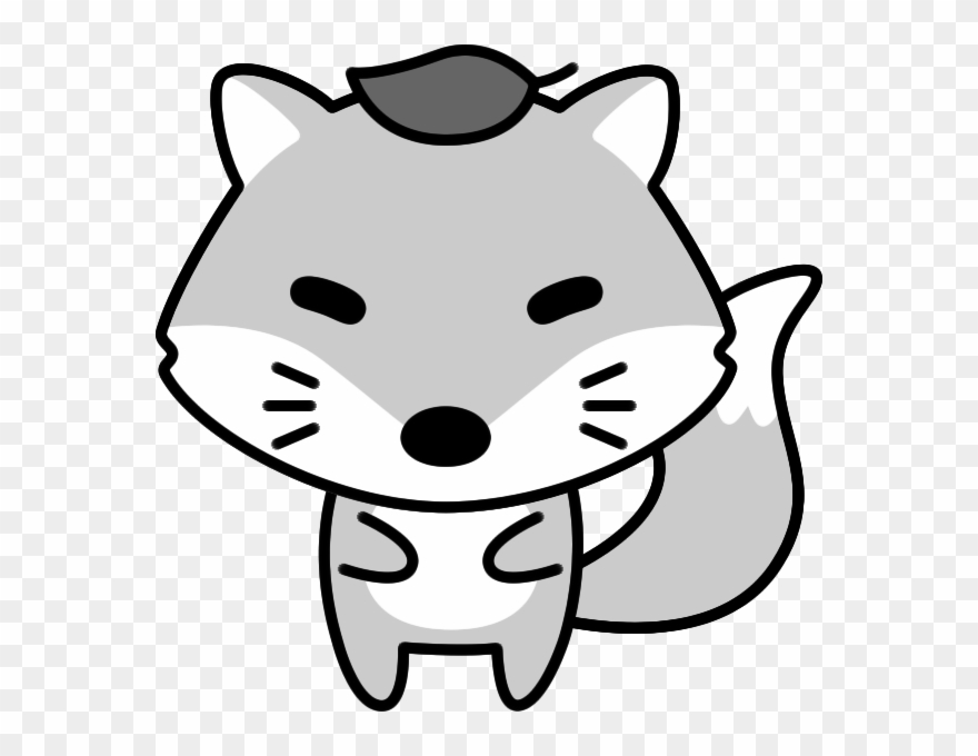 キツネのイラスト（白黒） - きつね イラスト 白黒 Clipart