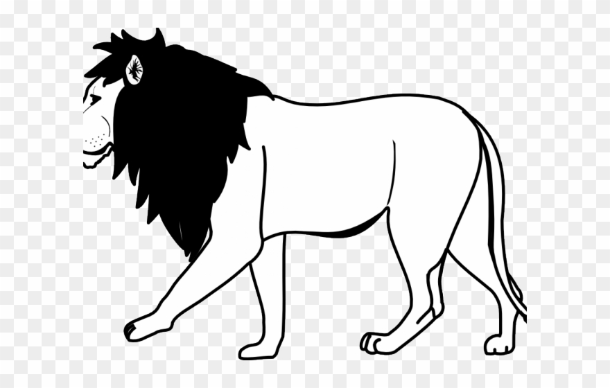 Mountain Lion Clipart Lion Body - Lion Images Black And White Art - Png Download