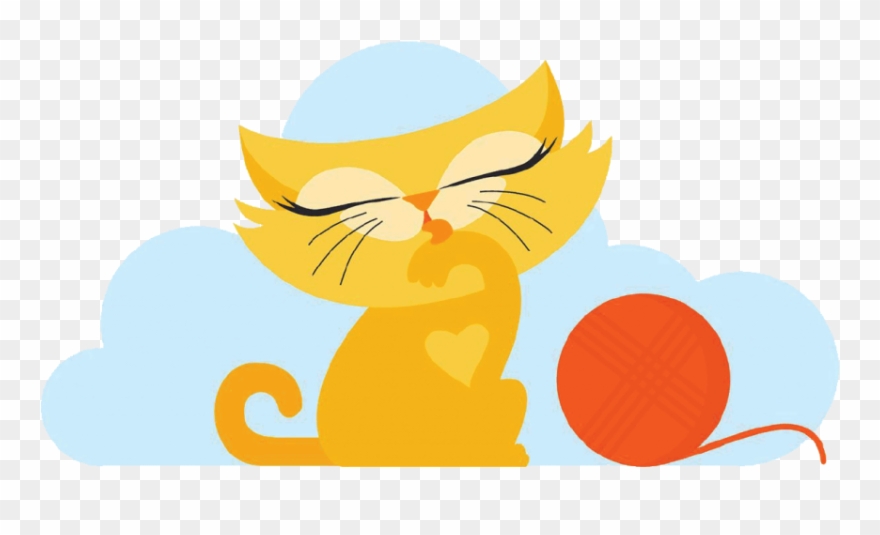 Cat Paw Lick Yarn - Kitten Clipart