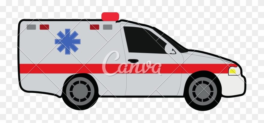 Clip Art Side View Of An Ambulance With Transparent - Drawing - Png Download