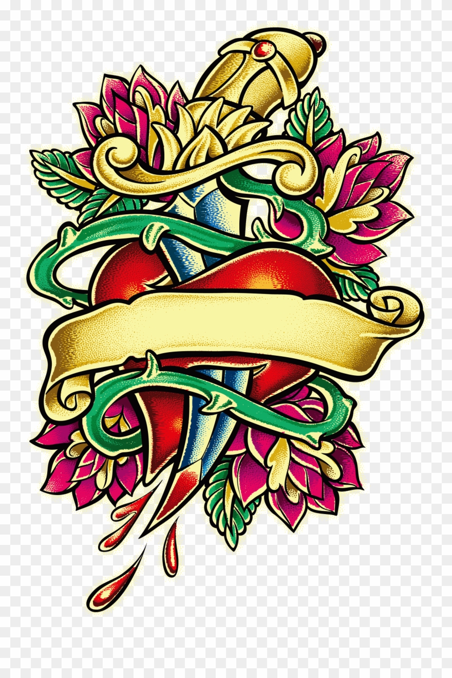 Rose Vector Fragrance Tattoo Png Download Free - Tattoo Murmur Of A Heart With The Knife Stuck Large Clipart