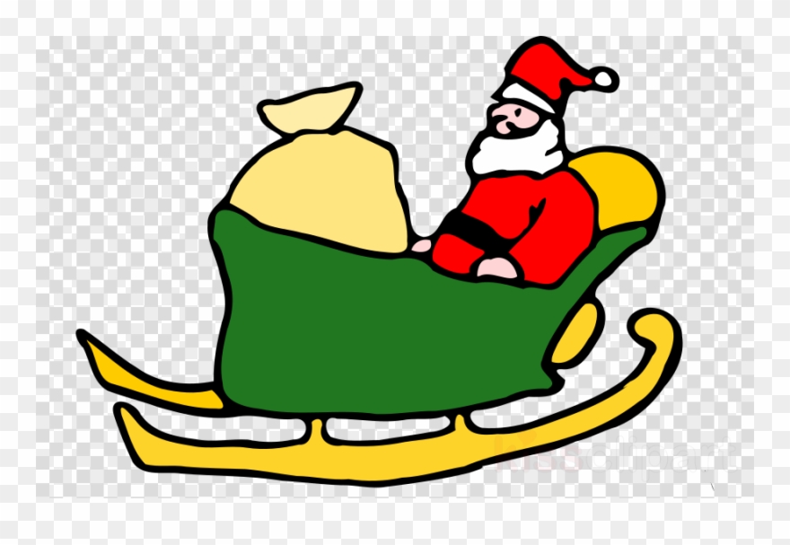Santa On His Sleigh Clipart Santa Claus Sled Clip Art - Santa Sleigh Black And White - Png Download