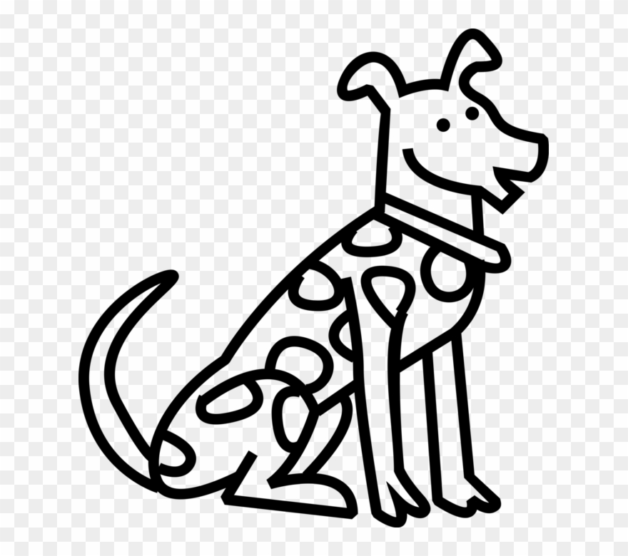 Vector Illustration Of Spotted Dalmatian Dog - Line Art Clipart