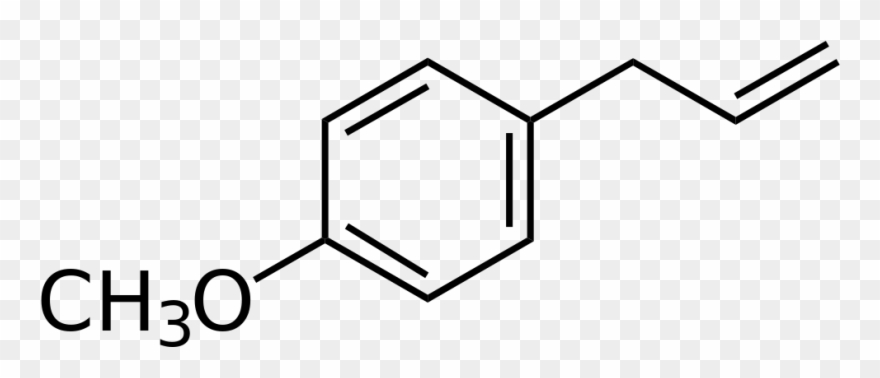 Skeletal Formula Of Estragole , Found In Basil, Tarragon - P Hydroxyphenylacetate Clipart