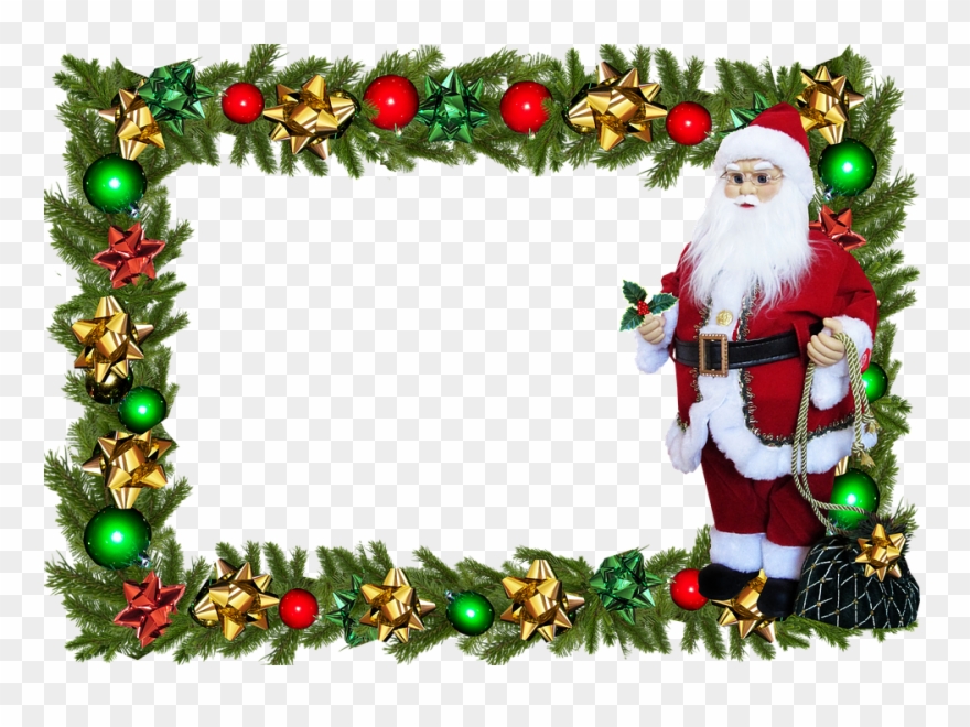 Frame, Border, Christmas, Santa - Christmas Photo Frame Png Clipart