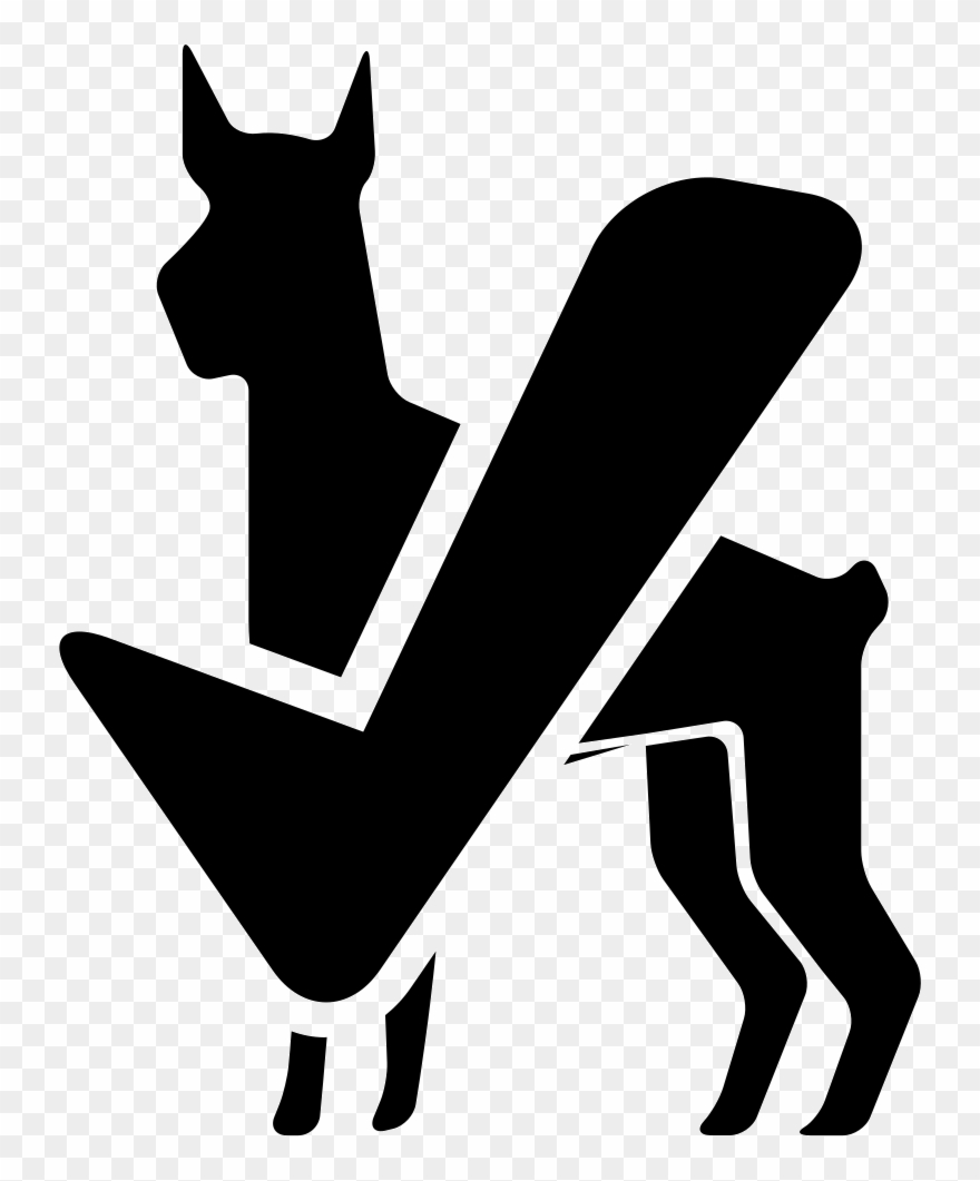 Big Dog Black Silhouette With Verification Sign Comments - Logo Hotel Animal Clipart