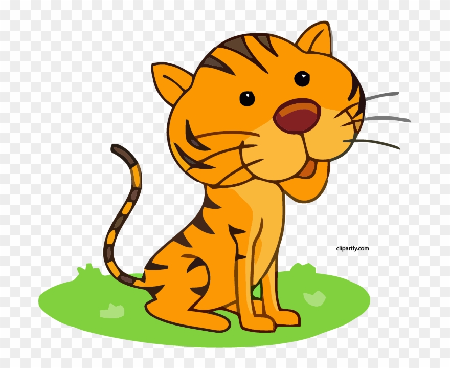 New Tiger Sitting With Paws Tail Clipart - Clip Art - Png Download