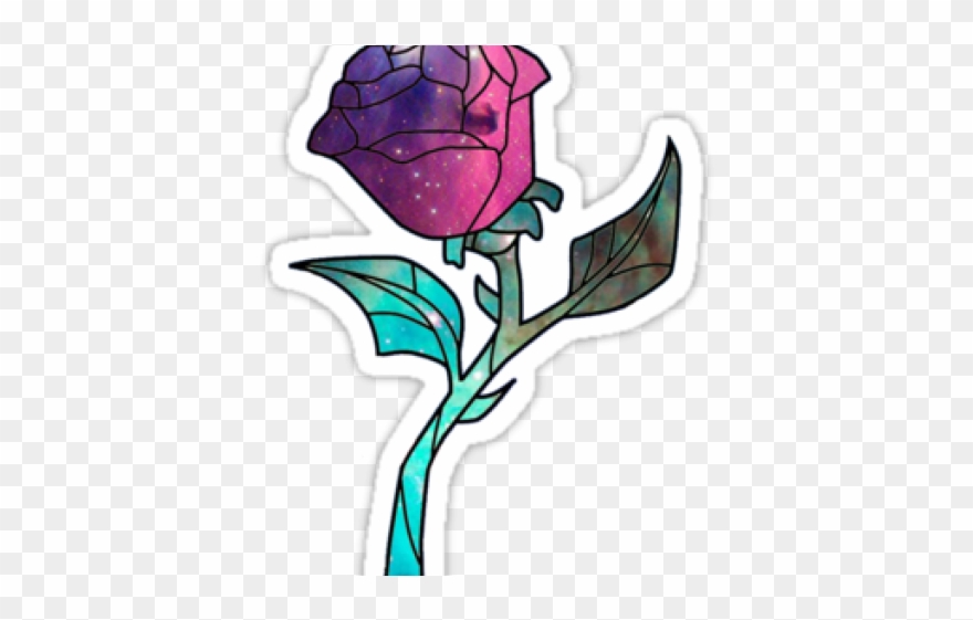 Stained Glass Clipart Rose - Stickers Hipster - Png Download