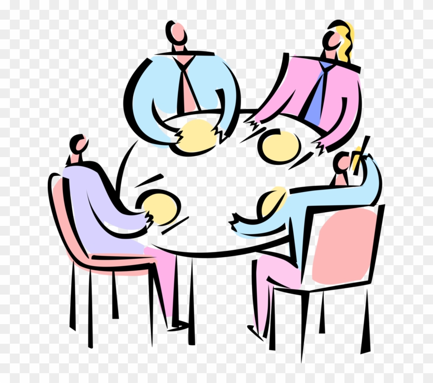 Vector Illustration Of Business Meeting And Discussion - Business Clipart