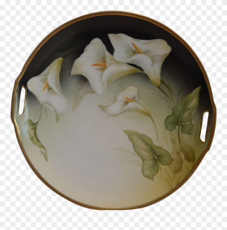 German Porcelain Cake Plate ~calla Lilly Motif ~reinhold - Reinhold Schlegelmilch Clipart